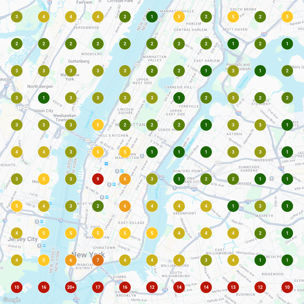 Grid layout before optimization - all points enabled